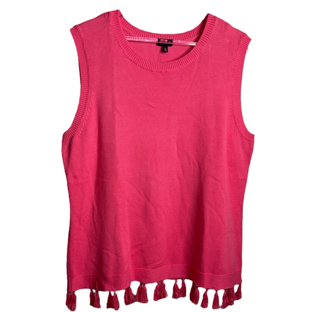 Talbots Vibrant Pink Tassel Hem Tank Top